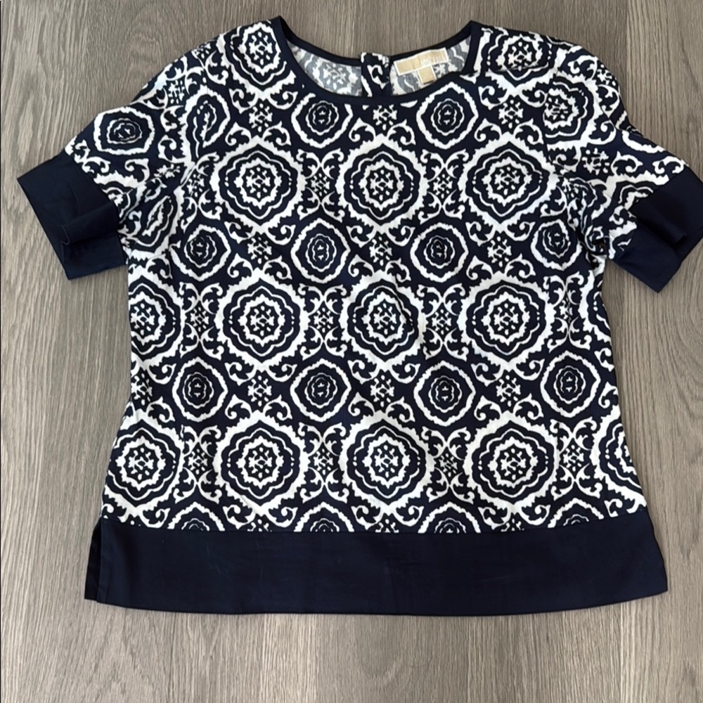 Michael Kors Navy and White Blouse size 14